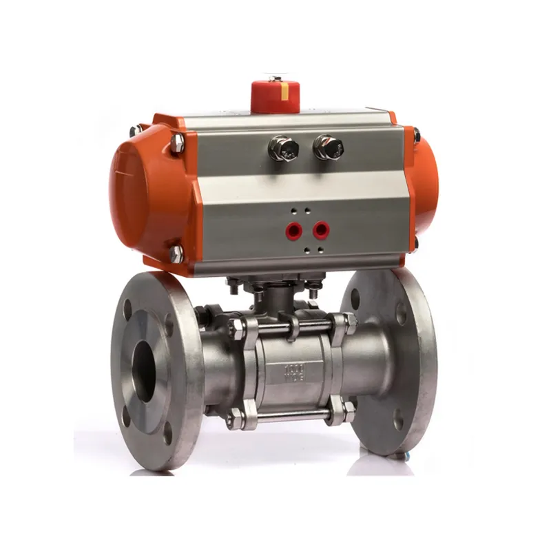 Valvola a sfera flangiata da 3 pc con attuatore pneumatico PN40